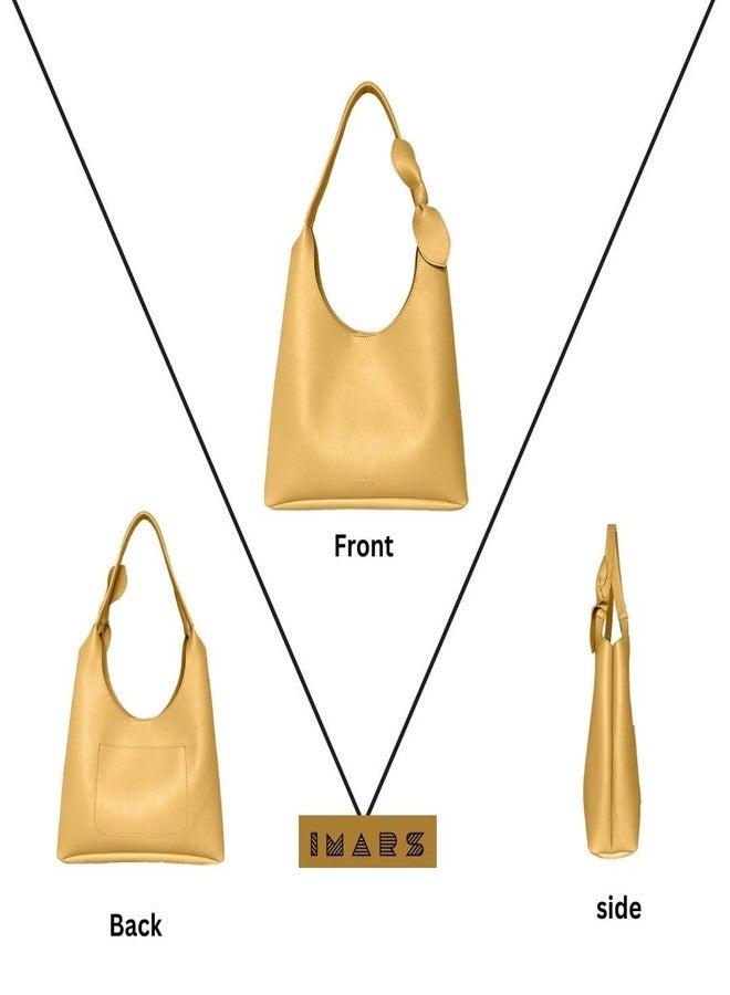 IMARS Stylish Yellow Textured Hobo Bag for Women & Girls | Premium Vegan Leather Shoulder Handbag with Logo | Trendy Purse for Daily, Office & Party Use - Image 5